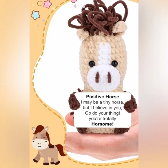 Mini Positive Crochet Horse with Inspirational Card - Picture 1 of 7